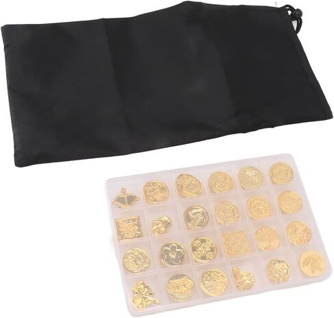 استبدال رأس Stamp Bordstract Wax ، 24 PCS Retro Antique Oras Wax Stamps Head مع صندوق تخزين وحقيبة لختم بطاقات الأظرف الزفاف in Kuwait