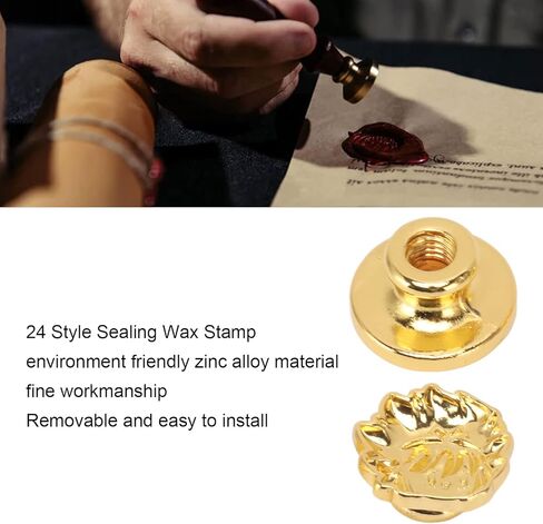 استبدال رأس Stamp Bordstract Wax ، 24 PCS Retro Antique Oras Wax Stamps Head مع صندوق تخزين وحقيبة لختم بطاقات الأظرف الزفاف in Kuwait