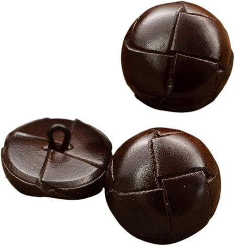 7Pcs Vintage Genuine Leather Button Shank Hand Made Sewing Buttons for Leather Jacket Coat Brown (20mm & 25mm) in Saudi Arabia