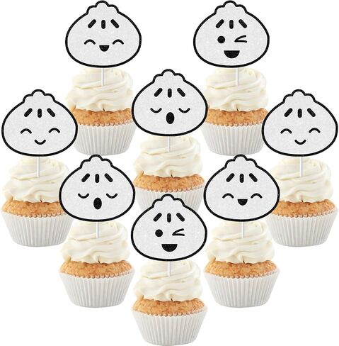 Dumplings Party Decorations Cupcake Toppers, 36pcs Glitter Little Dumpling Birthday Baby Shower Party Cupcake Toppers for Chinese Food Decorations Baby 1st Birthday Baby Shower in Saudi Arabia