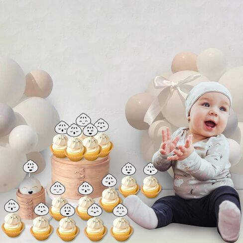 Dumplings Party Decorations Cupcake Toppers, 36pcs Glitter Little Dumpling Birthday Baby Shower Party Cupcake Toppers for Chinese Food Decorations Baby 1st Birthday Baby Shower in Saudi Arabia