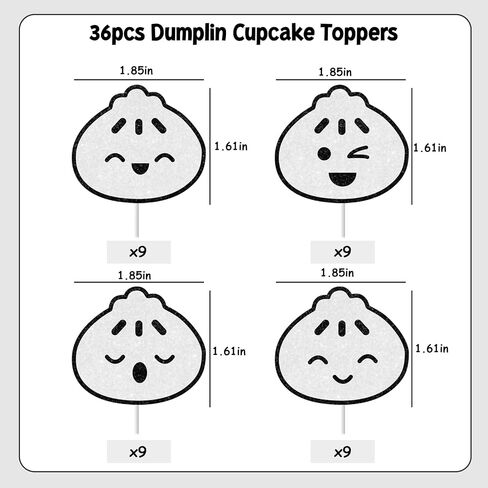 Dumplings Party Decorations Cupcake Toppers, 36pcs Glitter Little Dumpling Birthday Baby Shower Party Cupcake Toppers for Chinese Food Decorations Baby 1st Birthday Baby Shower in Saudi Arabia