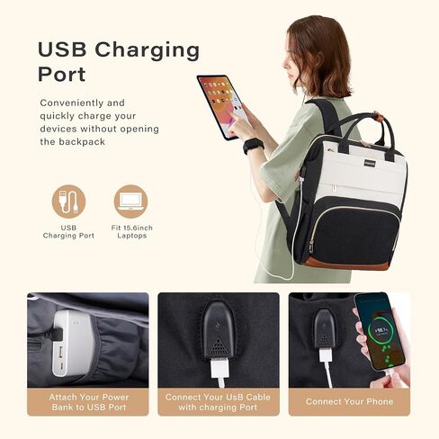 حقيبة الظهر المحمول Mosiso المحمول للنساء ، حقيبة كمبيوتر محمول 15.6 بوصة مع شحن USB وجيب Corduroy الأمامي ، احمل حقيبة الظهر الكتب على شكل حقيبة تحمل على الظهر Daypack غير الرسمي لأعمال عمل كلية Office ، Black in Saudi Arabia