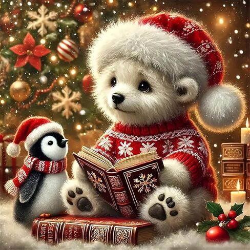 Christmas Bear Penguin Diamond Art Kits للبالغين ، ومجموعات الطلاء من الماس 5D للمبتدئين البالغين ، و DIY كامل الجولة الماس Diamond Dot Painting مجموعات الفن للبالغين ، وديكور الجدار المنزلي 13.8x13.8 بوصة in Kuwait