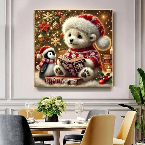 Christmas Bear Penguin Diamond Art Kits للبالغين ، ومجموعات الطلاء من الماس 5D للمبتدئين البالغين ، و DIY كامل الجولة الماس Diamond Dot Painting مجموعات الفن للبالغين ، وديكور الجدار المنزلي 13.8x13.8 بوصة in Kuwait