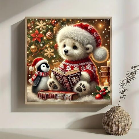 Christmas Bear Penguin Diamond Art Kits للبالغين ، ومجموعات الطلاء من الماس 5D للمبتدئين البالغين ، و DIY كامل الجولة الماس Diamond Dot Painting مجموعات الفن للبالغين ، وديكور الجدار المنزلي 13.8x13.8 بوصة in Kuwait
