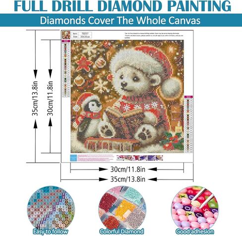 Christmas Bear Penguin Diamond Art Kits للبالغين ، ومجموعات الطلاء من الماس 5D للمبتدئين البالغين ، و DIY كامل الجولة الماس Diamond Dot Painting مجموعات الفن للبالغين ، وديكور الجدار المنزلي 13.8x13.8 بوصة in Kuwait