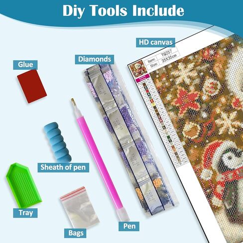Christmas Bear Penguin Diamond Art Kits للبالغين ، ومجموعات الطلاء من الماس 5D للمبتدئين البالغين ، و DIY كامل الجولة الماس Diamond Dot Painting مجموعات الفن للبالغين ، وديكور الجدار المنزلي 13.8x13.8 بوصة in Kuwait