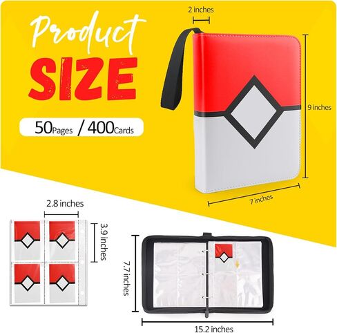 Card Card Binder 4 جيوب ، و Card Binder يناسب 400 بطاقة مع 50 أكمام قابلة للإزالة ، ومجلد بطاقة لـ MTG ، و TCG ، وبطاقات اللعبة وبطاقات الرياضة-الحمراء in Kuwait