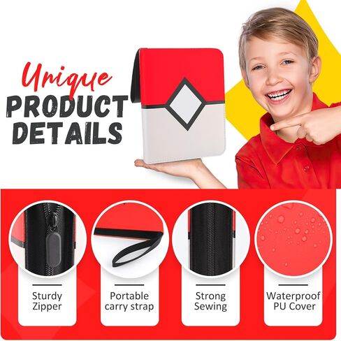 Card Card Binder 4 جيوب ، و Card Binder يناسب 400 بطاقة مع 50 أكمام قابلة للإزالة ، ومجلد بطاقة لـ MTG ، و TCG ، وبطاقات اللعبة وبطاقات الرياضة-الحمراء in Kuwait