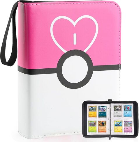 Trading Card Binder 4-Pockets, Card Binder Fits 400 Cards with 50 Removable Sleeves, Card Folder for MTG, TCG, Game Cards & Sports Cards-Red in Kuwait