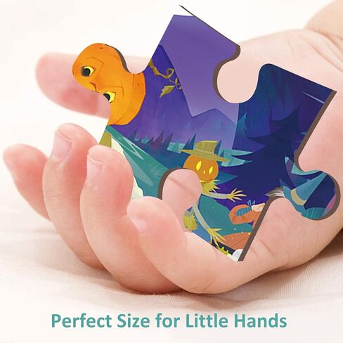 Halloween Puzzle for Kids 3 Year Old, 24 Piece Puzzles for Kids Ages 3-5 Whimsical Halloween Night, Wooden Jigsaw Puzzles for Toddlers, Preschool Puzzle with Tray in Kuwait