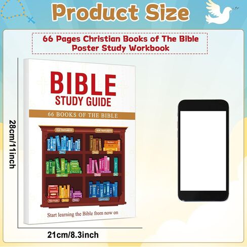 gisgfim 66 Bible Study Guide Chronological Christian Books of The Bible Poster Study Workbook for Beginners Sunday School Religious Supplies for 2025 VBS Back to School Church Classroom Decor in Saudi Arabia