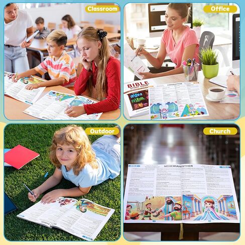 gisgfim 66 Bible Study Guide Chronological Christian Books of The Bible Poster Study Workbook for Beginners Sunday School Religious Supplies for 2025 VBS Back to School Church Classroom Decor in Saudi Arabia