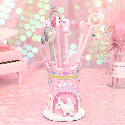 Cute Castle Unicorn Pen Pencil Holder Desk Organizer Office Desktop Stationery Organizer Makeup Brush Holder Cup for Office Bathroom Kitchen Bedroom Home Decor Unicorn Gifts for Women in Saudi Arabia
