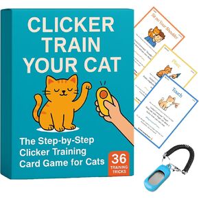 Cat Clicker Training Kit with 36 Trick Cards - Complete Set Includes Pet Clicker & Progress Chart for Fun, Bonding, and Positive Behavior Training in Cats & Kittens in Saudi Arabia