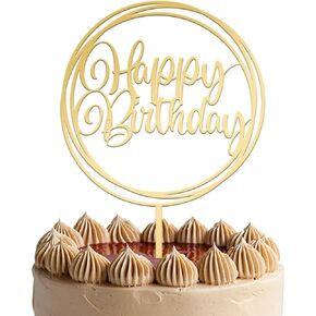 JUSTCAKETOPPERS Happy Birthday Gold Multi-Circle Acrylic Cake Topper, Elegant Birthday Cake Decoration for Party & Celebration in Saudi Arabia