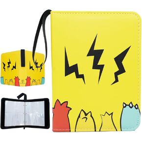 Trading Card Binder with Zipper, 4 Pocket Album Holds 400 Cards with 50 Sleeves, PU Leather Case Compatible with Trading Card Games, Sports, Football, and Game Cards – Yellow in Saudi Arabia