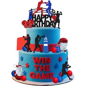 19 PCS Boxing Party Supplies - Boxing Cake Topper & Decoration - Fight Party Favors - Boxer Birthning Cake Cake (Red) in Kuwait