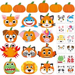 24 Pack Halloween Pumpkin Craft Kit Animals DIY Pumpkin Face Decorating Stickers Make Your Own Jack O Lantern Face Paper Craft Decals for Kids Halloween Party Games Favors Art Activities Supplies in Saudi Arabia