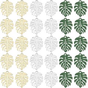 DICOSMETIC 60pcs Mixed Color Tropical Leaf Charms, 3 Colors, 20pcs/Color, 17x21mm, 1.6mm Hole, Alloy, Unisex, Boho-Tropical, Jewelry Making Charm in Saudi Arabia