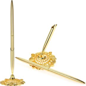قطعتين من الضيوف الضيوف قلم الزفاف الذهبي مع قلم جوفاء جولة جولة القلم علامة كتابة القلم لحفل الزفاف Golden (الذهب) in Kuwait