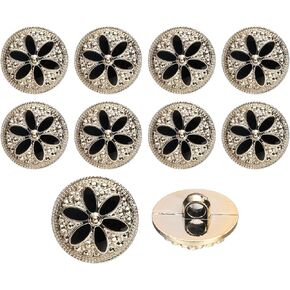 uxcell 10Pcs 18mm Round Resin Vintage Clothes Sewing Button Metal Coat Flower Buttons Craft Accessories for Garment Coat Decoration Crafts DIY Project, Black in Kuwait