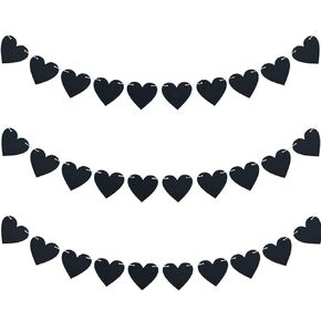Pre-Strung Felt Black Heart Garland Banner Gothic Wedding Decor Galentines Day Banner for Wedding,Anniversary,Valentines Farewell Party Decorations 3PACK in Kuwait