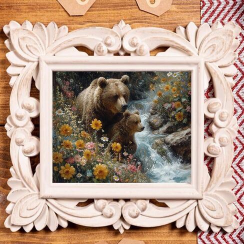 VNUIEHG Paint by Number for Adults, Grizzly Bear's River Romp, Oil Painting for Beginner, DIY Acrylic Painting Kit for Room Decor Gift 16x20 Inch, Bright in Saudi Arabia