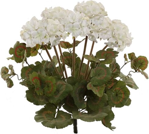 18-Inch Red Artificial Geranium Flower Bush - UV Resistant Silk Flowers for Grave, Cemetery, Outdoor & Indoor Decor | Lifelike Faux Geranium Plant for Home, Patio, Garden, Memorials in Saudi Arabia
