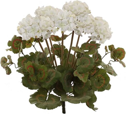 18-Inch Red Artificial Geranium Flower Bush - UV Resistant Silk Flowers for Grave, Cemetery, Outdoor & Indoor Decor | Lifelike Faux Geranium Plant for Home, Patio, Garden, Memorials in Saudi Arabia