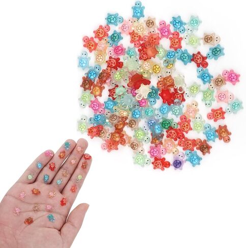 100pcs Luminous Mini Resin Turtles, Glow in The Dark Tiny Resin Turtles Tiny Animals to Hide Miniature Things Dollhouse Miniatures for Garden Micro Landscaping Decoration in Saudi Arabia