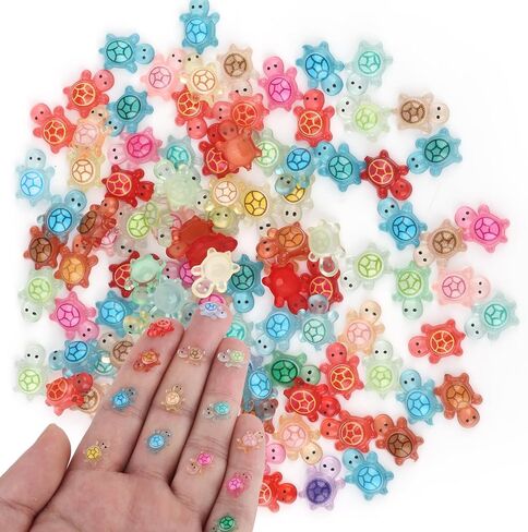 100pcs Luminous Mini Resin Turtles, Glow in The Dark Tiny Resin Turtles Tiny Animals to Hide Miniature Things Dollhouse Miniatures for Garden Micro Landscaping Decoration in Saudi Arabia