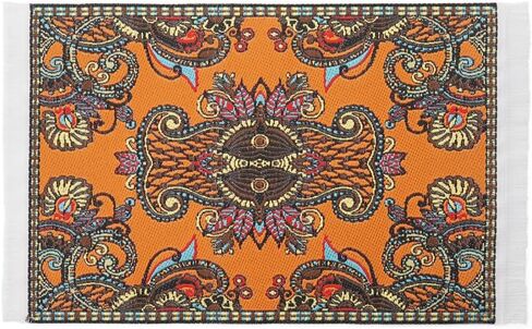 Odoria Dollhouse Area Rug Miniature: 1/12 Scale Throw Accent Rug Oriental for Vintage Living Room Kitchen - Mini Floor Carpet Border Paisley Orange in Saudi Arabia