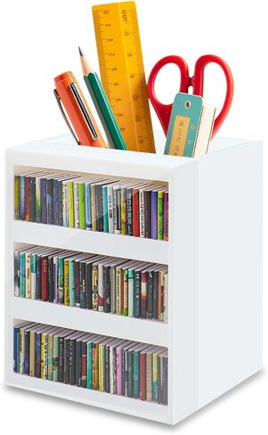 Anxiety Bookshelf Ornament Mini Bookshelf Miniature Library with 100pcs Mini Books, Mini Bookstore, Shake Off Your Anxiety, Bookmark or Pencil Holder Organizer for Book Lovers Home Decor (White) in Kuwait