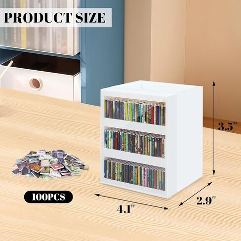 Anxiety Bookshelf Ornament Mini Bookshelf Miniature Library with 100pcs Mini Books, Mini Bookstore, Shake Off Your Anxiety, Bookmark or Pencil Holder Organizer for Book Lovers Home Decor (White) in Kuwait