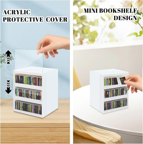 Anxiety Bookshelf Ornament Mini Bookshelf Miniature Library with 100pcs Mini Books, Mini Bookstore, Shake Off Your Anxiety, Bookmark or Pencil Holder Organizer for Book Lovers Home Decor (White) in Kuwait