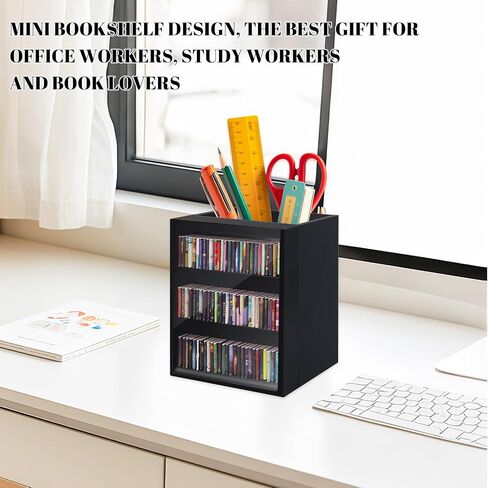 Anxiety Bookshelf Ornament Mini Bookshelf Miniature Library with 100pcs Mini Books, Mini Bookstore, Shake Off Your Anxiety, Bookmark or Pencil Holder Organizer for Book Lovers Home Decor (White) in Kuwait