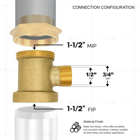 EVERFLOW WMT112S 1-1/2" BRASS WASHING MACHINE TEE WITH FIP TO SLIP JOINT CONNECTIONS in Saudi Arabia