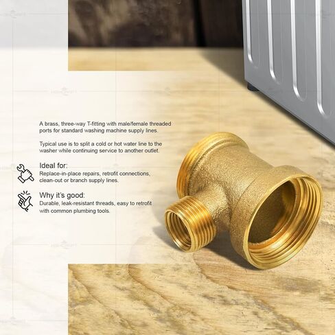 EVERFLOW WMT112S 1-1/2" BRASS WASHING MACHINE TEE WITH FIP TO SLIP JOINT CONNECTIONS in Saudi Arabia