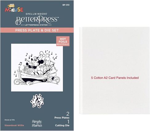 spellbinders Steamboat Willie Prosterpress Plate and Die Set ، 5 لوحات بطاقة Portspress in Saudi Arabia