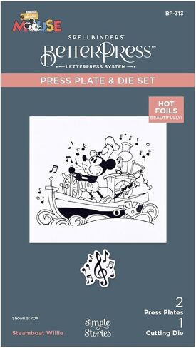 spellbinders Steamboat Willie Prosterpress Plate and Die Set ، 5 لوحات بطاقة Portspress in Saudi Arabia