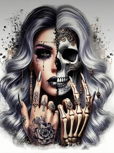 Halloween 5D Diamond Art Kits for Adults Beginners,Skull DIY Full Round Drill Diamond Painting Kits,Paint by Diamonds Dots Gem Art Easy,Home Wall Decor 12X16 Inch in Kuwait