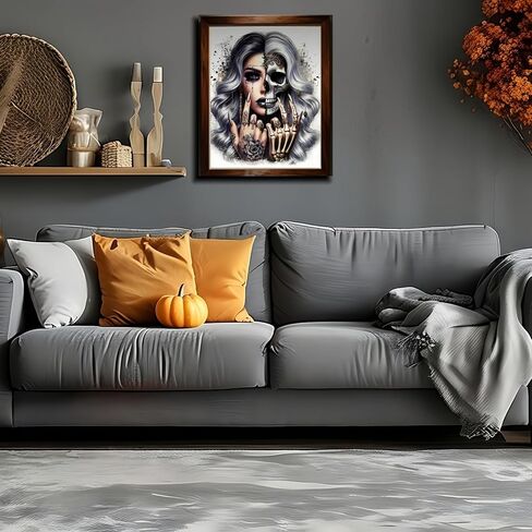 Halloween 5D Diamond Art Kits for Adults Beginners,Skull DIY Full Round Drill Diamond Painting Kits,Paint by Diamonds Dots Gem Art Easy,Home Wall Decor 12X16 Inch in Kuwait