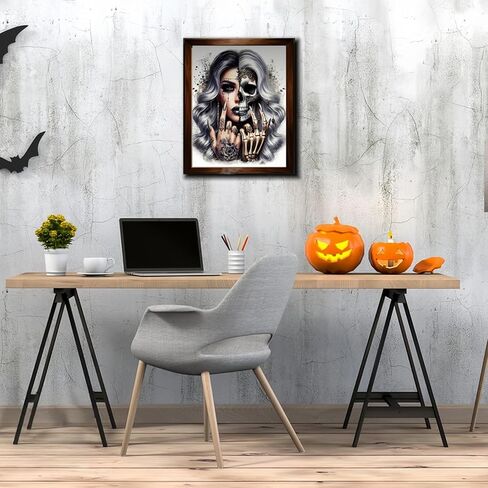 Halloween 5D Diamond Art Kits for Adults Beginners,Skull DIY Full Round Drill Diamond Painting Kits,Paint by Diamonds Dots Gem Art Easy,Home Wall Decor 12X16 Inch in Kuwait