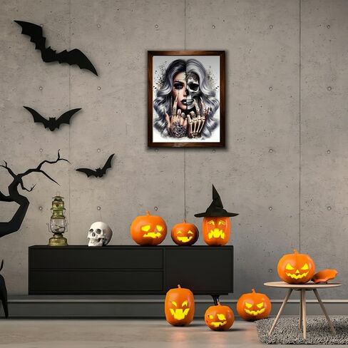 Halloween 5D Diamond Art Kits for Adults Beginners,Skull DIY Full Round Drill Diamond Painting Kits,Paint by Diamonds Dots Gem Art Easy,Home Wall Decor 12X16 Inch in Kuwait