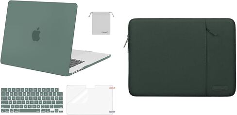 MOSISO Compatible with MacBook Air 15 inch Case 2023 Release A2941 M2 Chip, Plastic Hard Shell&Vertical Sleeve Bag&Keyboard Cover&Screen Protector&Storage Bag, Emerald Green in Saudi Arabia