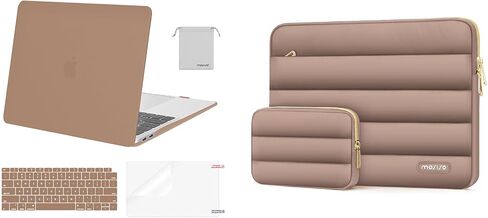 MOSISO Compatible with MacBook Air 13 inch Case 2022-2018 A2337 M1 A2179 A1932, Plastic Hard Shell&Puffy Horizontal Laptop Bag with Small Case&Keyboard Cover&Screen Protector&Storage Bag, Caramel Brow in Saudi Arabia