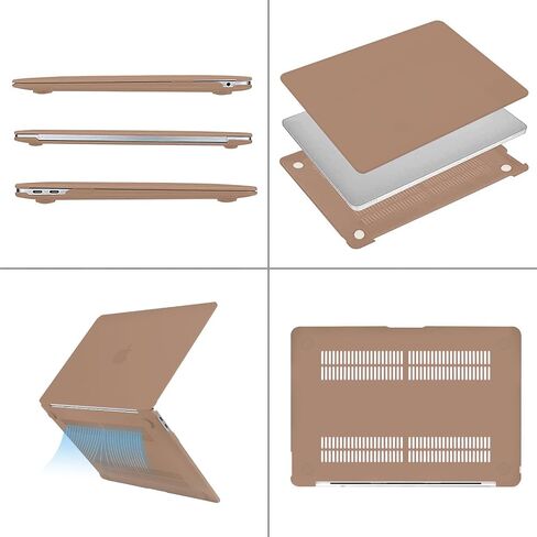 MOSISO Compatible with MacBook Air 13 inch Case 2022-2018 A2337 M1 A2179 A1932, Plastic Hard Shell&Puffy Horizontal Laptop Bag with Small Case&Keyboard Cover&Screen Protector&Storage Bag, Caramel Brow in Saudi Arabia