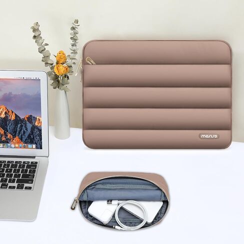 MOSISO Compatible with MacBook Air 13 inch Case 2022-2018 A2337 M1 A2179 A1932, Plastic Hard Shell&Puffy Horizontal Laptop Bag with Small Case&Keyboard Cover&Screen Protector&Storage Bag, Caramel Brow in Saudi Arabia